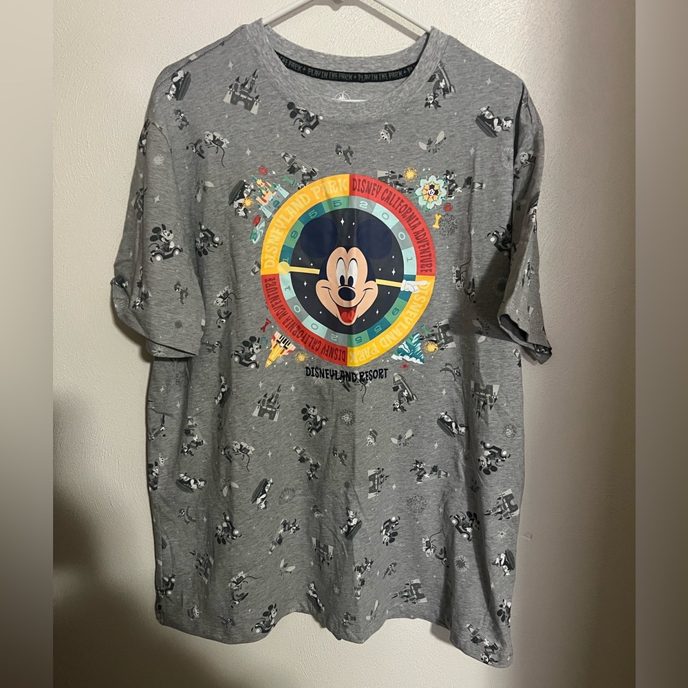 DISNEY *Vintage* 2001 Play In The Park Disneyland T Shirt Grey Yellow Men's Sz L